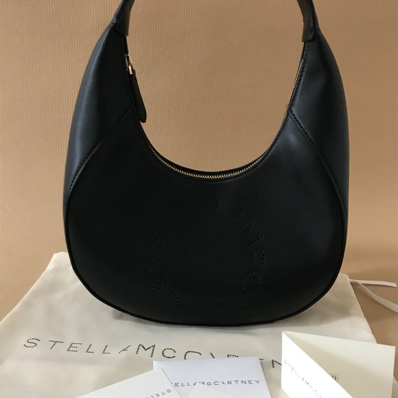 NWT: STELLA MCCARTNEY | Small Logo Hobo Shoulder Bag Color:  BLACK - Picture 8 of 13